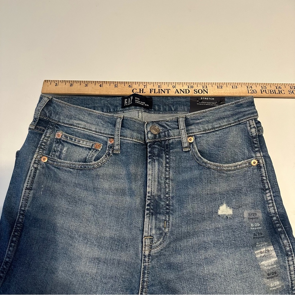 New Women Gap High Rise Vintage Slim Straight Leg Ankle Denim Size 8/29R - Picture 3 of 11